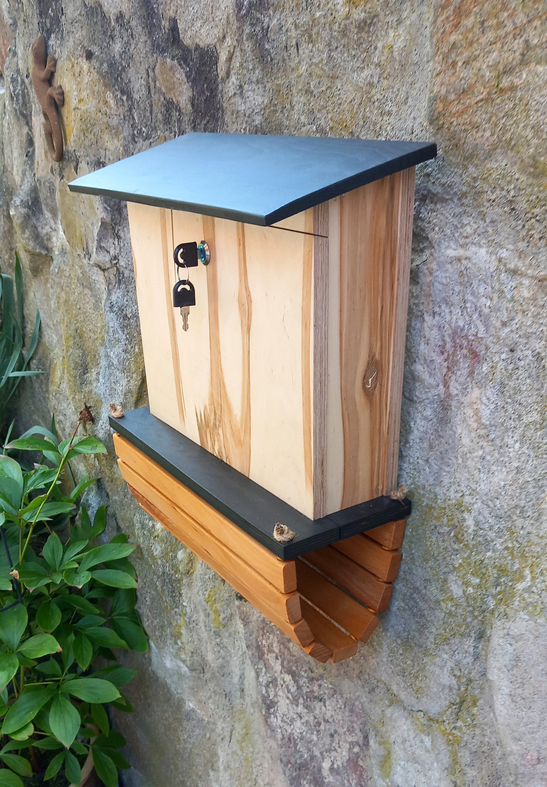 Timber Letterbox Insert WOODEN LETTERBOX Special Edition With Very Unusual Wood Grain, Lockable ...
