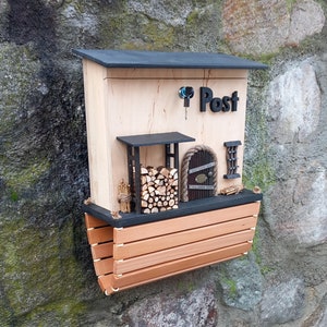 WOODEN MAILBOX, souvenir mailbox, lockable with flexible newspaper tube mailbox, decorative wooden mailbox, gift.