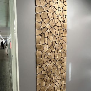 250pcs.= 1.5 to 2 sqm solid tree wood hardwood 3D split discs in various sizes colors and shapes for wall cladding in 2 variants