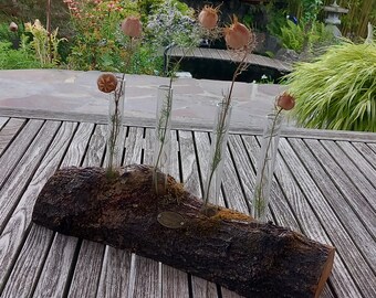 Reagenzglasvase, Anzuchtvase, märchenhafte Reagenzglasvase für 4 Blumen, einzigartiges Blumenvase-Geschenk zur Wohnungserwärmung