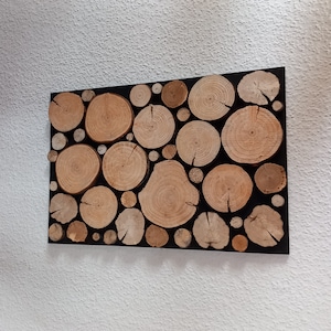 Wood panels, wood pictures, 3D wall wood discs, creative mosaics, natural tree wood discs with individual wood grain bring nature into your home