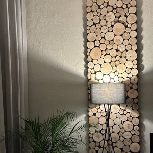 250 pieces of tree slices, natural wood slices in various sizes, colors and shapes for wall or ceiling cladding, enough for well over 2 square meters.