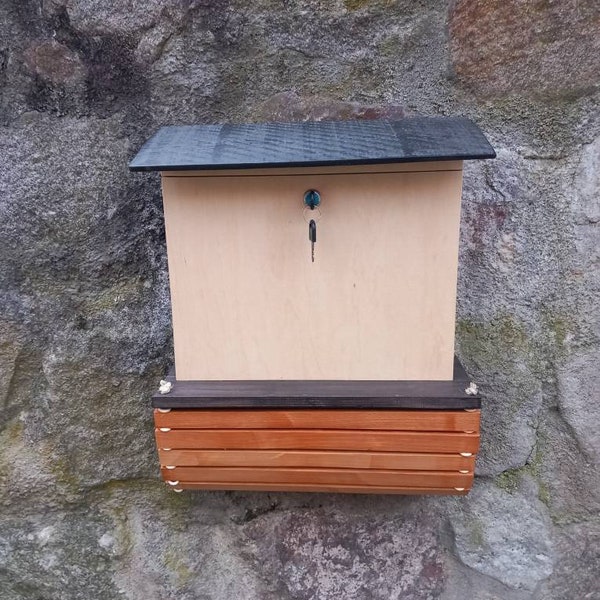 BRIEFKASTEN AUS HOLZ, Andenken-Briefkasten, abschließbar mit flexiblem Zeitungsrohr, dekorativer Briefkasten aus Holz,  Geschenk für Freunde