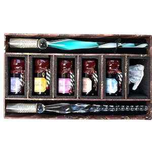 Authentic Models 2 stylos en verre et 4 encres manquantes 1 palette d'encres pour stylos