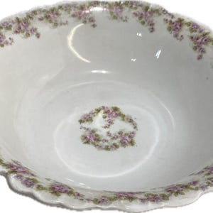 Antique Elite Works Limoges France Porcelain Pink Floral 10.75&quot; Coupe Bowl