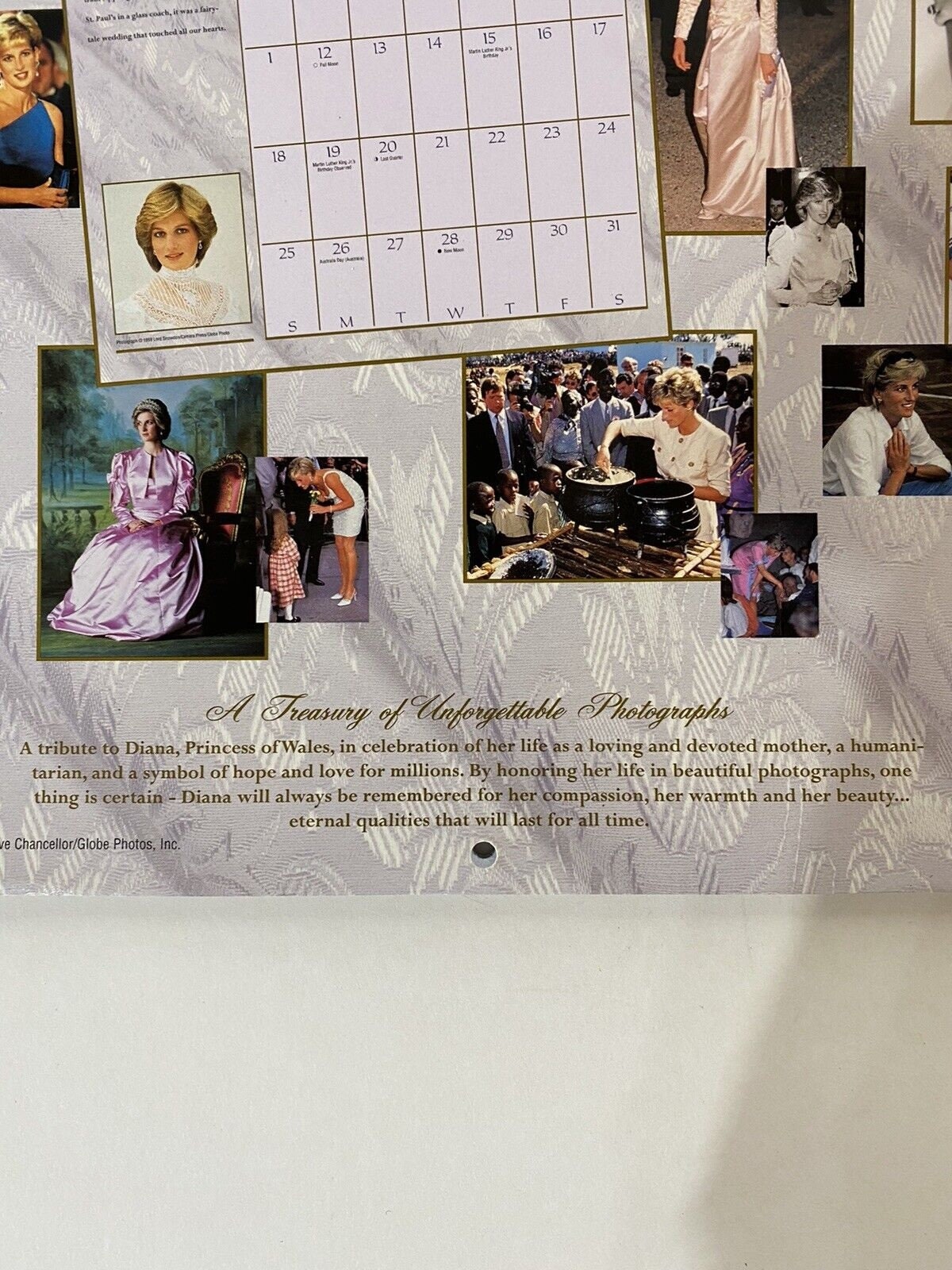 The Princess Diana 1998 Commemorative Calendarprincess of Wales/queen