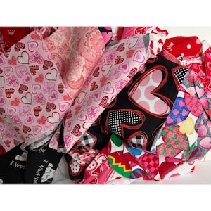 Valentines Day Cotton Quilting Scrap Fabric 1 lb Bag Variety Scrappy Crazy Quilt