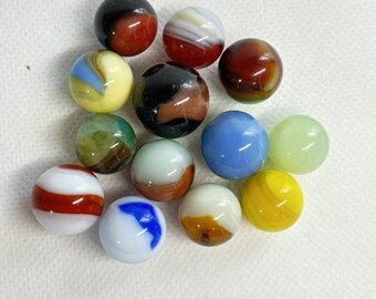 Heleboel 13 Vintage PATCH en Corkscrew MARBLES - .6" - .76" Near Mint - UV