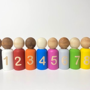 Counting peg dolls Montessori and Waldorf inspired wooden little people multicultural educational