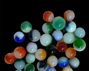 Lot De 30 Billes En Verre Pour Enfants : 25 Colorées + 5 Phosphorescentes, Jeu De Société