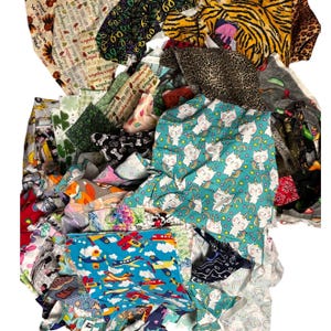 HUGE Lot of Novelty Cotton Quilting Scrap Fabric 11 lb 3 oz Scrappy Crazy Quilt
