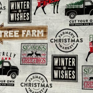 Kerstboomboerderij- Hobbylobby- Katoenquiltstof- op maat gesneden- Kerstwinter