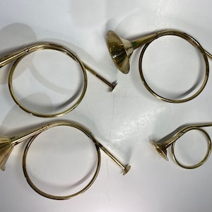 Vintage Hand Crafted in India Solid Brass Decorative Horn Holiday Decor Set of 4