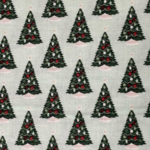 Kersttradities bomen mint- Riley Blake Designs- katoenquiltstof op maat gesneden-bomen