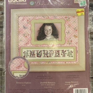 Bucilla Counted Cross Stitch Personalized Framed Butterfly Strawberry Vintage