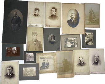 Boarded Photo Lot Of 17 Black And White Beach Portrait Picnic Victorian to 20s