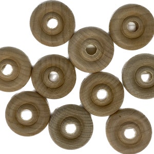 1&quot; Classic Wood Wheel, 3/8&quot; Thick Wooden Toy Car Making Supplies Lot of 10