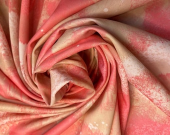 Rosa skogsfärgad Vntg stickad polyestertyg - Hemma sömnad klädtyg - 2-3/4 yard