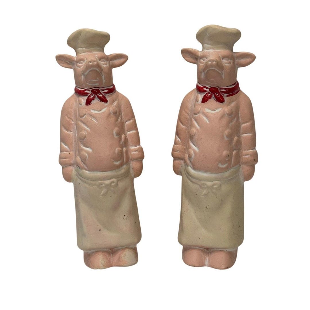 Vintage Chalkware French Chef Pig Salt Pepper Shakers Kitchen Decor - Etsy