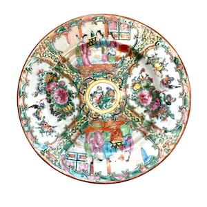 Antique Chinese Famille Rose Porcelain Plate Dish Vintage Asian Export 7.5 in