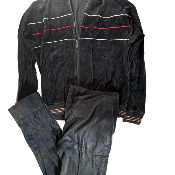 Christian Dior Monsieur Vintage Velour Track Sweat Suit Med Black Red 90s *READ*