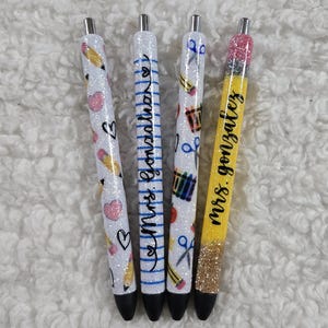 Personalized Glitter Gel Pen, custom epoxy glitter pen, custom gel pen, teacher pen, teacher gift, teacher appreciation