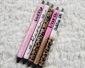 Personalized Glitter Gel Pen, custom epoxy glitter pen, custom gel pen