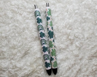 Ready to ship, St Patricks Day Glitter Pen, custom epoxy glitter pen, custom gel pen, st Patrick day gift, lucky pen, Irish gift, st Patrick