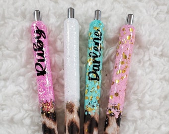 Personalized Glitter Gel Pen, custom epoxy glitter pen, custom gel pen