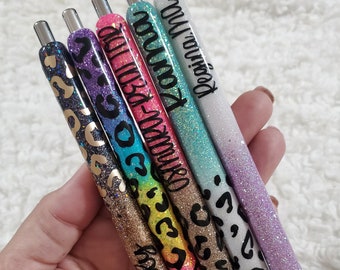 Personalized Glitter Gel Pen, custom epoxy glitter pen, custom gel pen