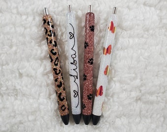 Personalized Glitter Gel Pen, custom epoxy glitter pen, custom gel pen