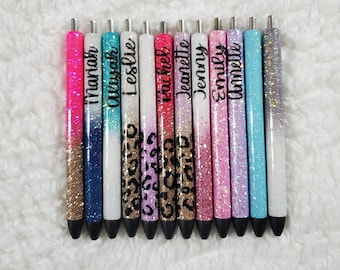 Personalized Glitter Gel Pen, custom epoxy glitter pen, custom gel pen