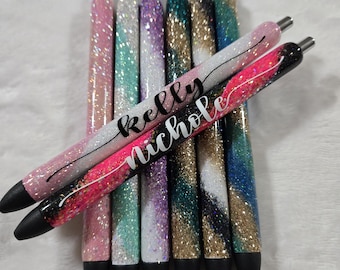 Personalized Glitter Gel Pen, custom epoxy glitter pen, custom gel pen