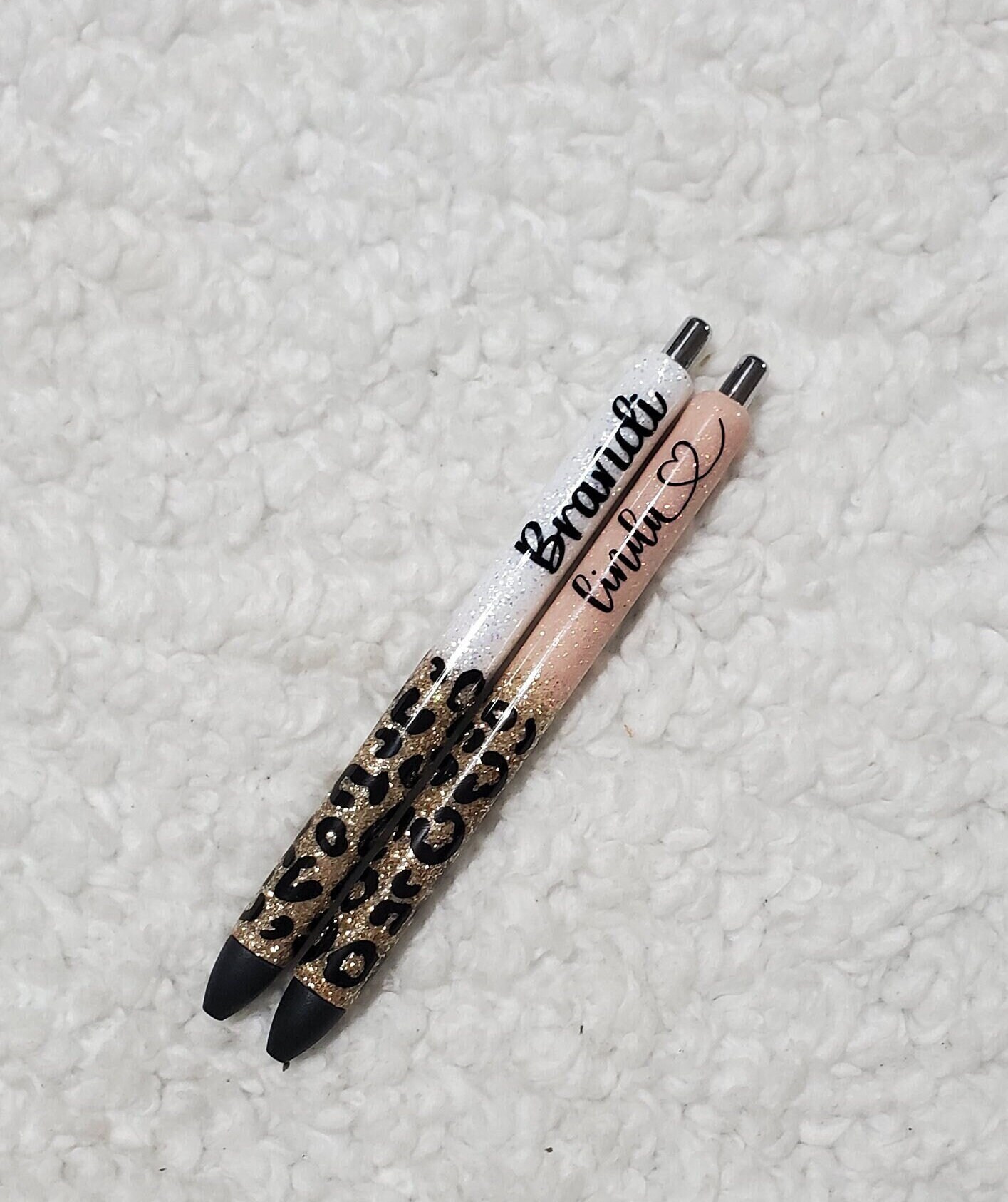 Personalized Glitter Gel Pen, custom epoxy glitter pen, custom gel pen, leopard pen, leopard