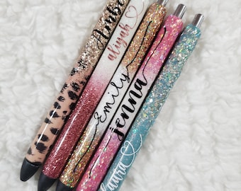 Personalized Glitter Gel Pen, custom epoxy glitter pen, custom gel pen