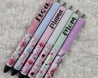 Personalized Glitter Gel Pen, custom epoxy glitter pen, custom gel pen, mothers day, mothers day gift