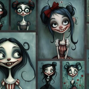Digital Download | Crazy Whimsical Quirky Girls Clipart | Junk Journal Kit | Adorable Character | Diy Card Making | Teen Gift| Tim