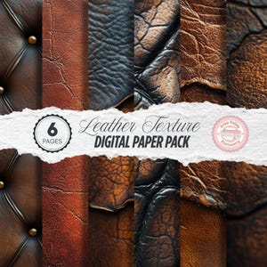 Vintage Leather Digital Paper Pack: Rustic Masculine Junk Journal Printables for Scrapbooking Crafts