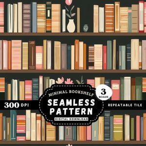 Bookshelf Background Seamless Pattern for Booklovers Repeating Books Library File for Sublimation and Fabric print