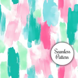Colorful Abstract Brush Strokes Digital Seamless Pattern Tile, Watercolor Design, Crafting and DIY Projects, Instant Download