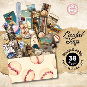 Busta da baseball stampabile, tascabile, effimera, cimeli vintage, diario di scarto, confezione regalo per allenatore di baseball, giorno della partita della Little League