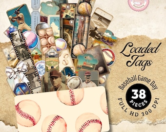 Printable Baseball Loaded Envelope Pocket Ephemera Vintage Memorabilia Junk Journal Baseball Coach gift Pack little league game day