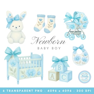 Ensemble de cliparts aquarelle pour chambre d'enfant : téléchargement numérique pour une décoration de douche et illustrations imprimables