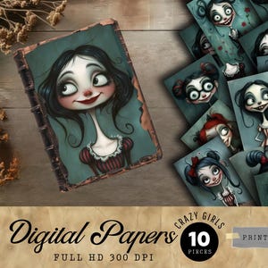 Download digitale / Clipart di ragazze stravaganti, stravaganti e stravaganti / Kit di diario spazzatura / Personaggio adorabile / Creazione di biglietti fai da te / Regalo per adolescenti / Tim