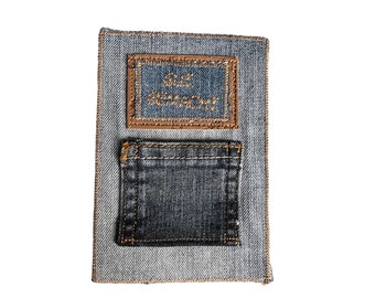 Jeans greeting card Abitur or passed exam with money compartment, well-done card, congratulation card, jeans upcycling card, reward