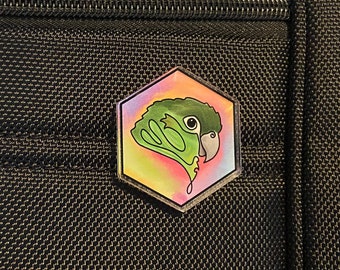 Green Conure Parrot Acrylic Pin - Watercolour Conure Bird Art
