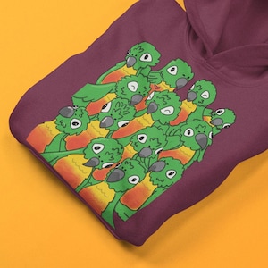 Green Cheek Conure Family Pullover/Hoodie - Unisex Pullover Hoodie with Conure Art and Bird Design - Parrot Gift - Yellow Sided Conure