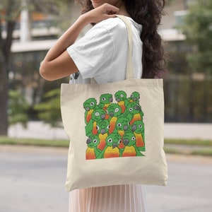 Green Cheek Conure Family Classic Tote Bag with Yellow Sided Conures - Bird Art Tote Bag for Groceries, Shopping and Travel - Parrot Art