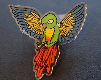 Conure Acrylic Pin - Flying Green Cheek Conure