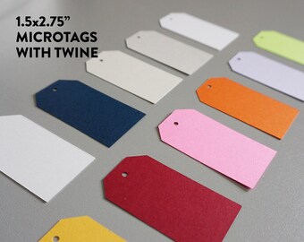 Blank Micro Tags - Gift Tag, Price Tag, Blank Tags with Twine - Cardstock Tags - 10 and 20 pack Blank Tags for Gifts or Prices with Twine